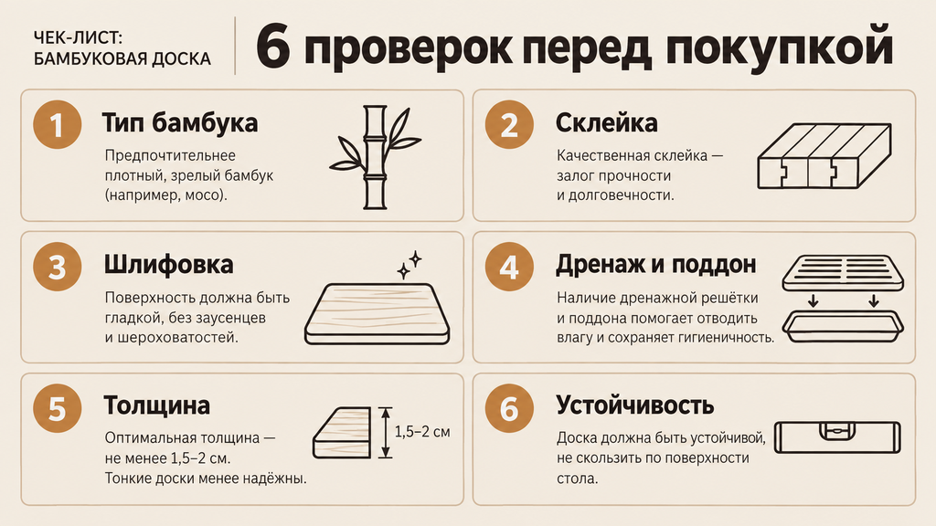 Чек-лист выбора бамбуковой доски: шесть проверок перед покупкой