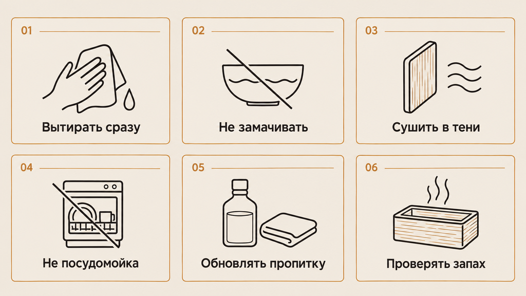 Инфографика: шесть правил ухода за бамбуковыми чайными аксессуарами