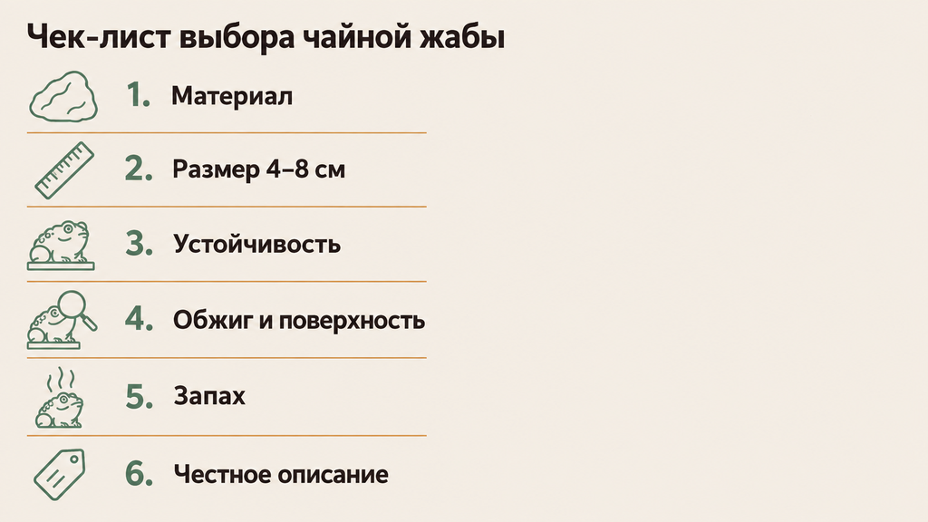 Чек-лист из шести пунктов проверки при выборе глиняной чайной жабы перед покупкой