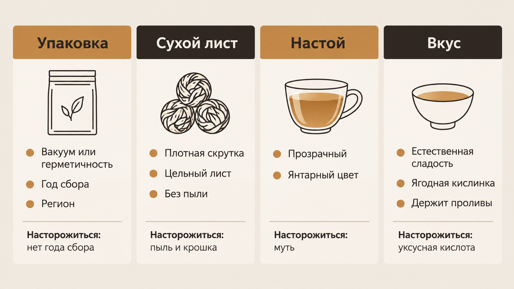Чек-лист выбора чая Габа: визуальные критерии качества упаковки, заварки и настоя с подсказками по свежести и вкусу