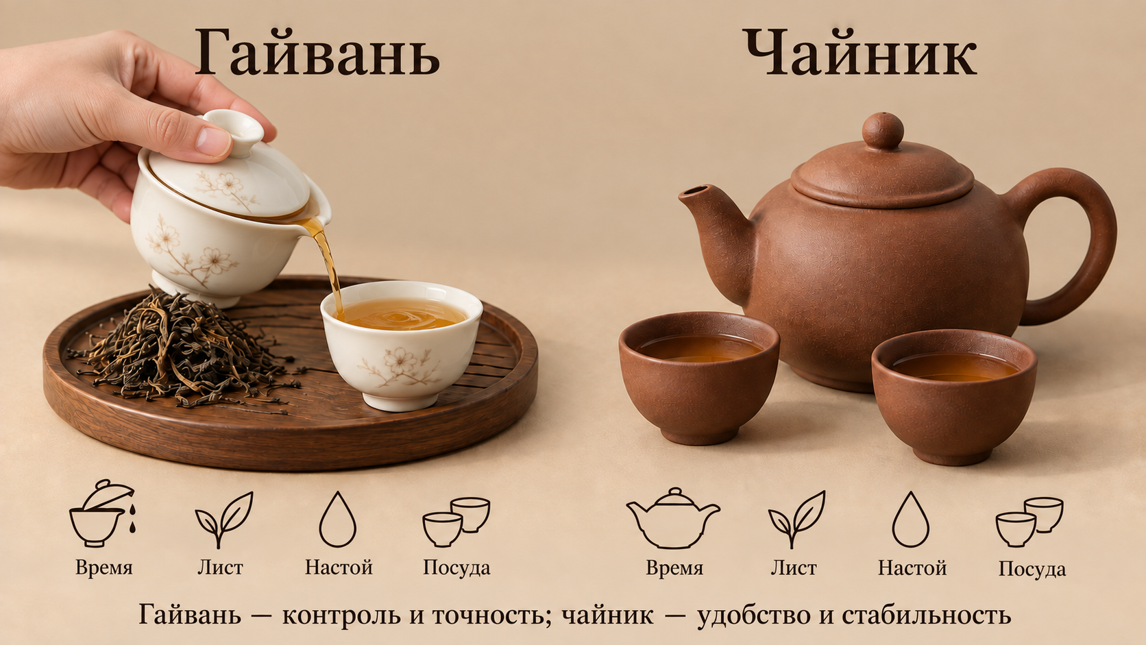 Сравнение гайвани и чайника для заваривания чая: гайвань обеспечивает точный контроль, чайник – комфорт и стабильность