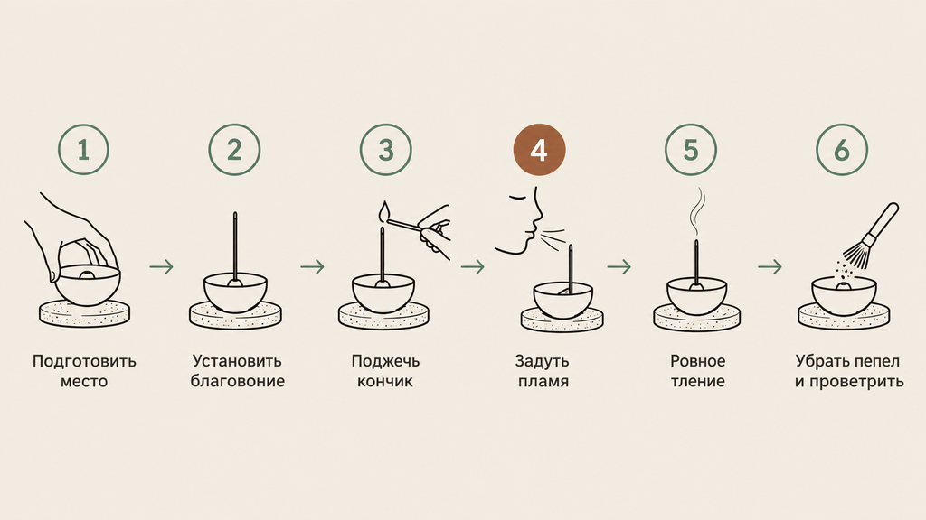 Пошаговая инструкция по использованию курильницы для благовоний: правильный розжиг, задувание пламени и равномерное тление