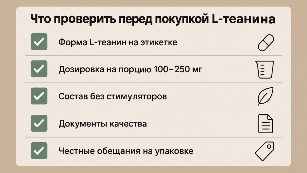 Чек-лист выбора L-теанина: пять пунктов для проверки перед покупкой