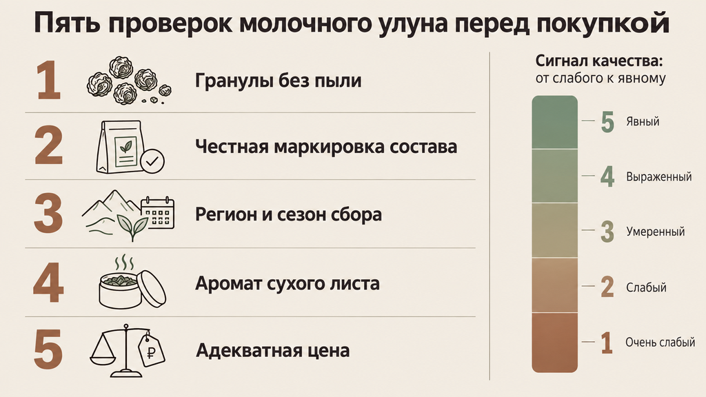 Чек-лист пять проверок молочного улуна перед покупкой