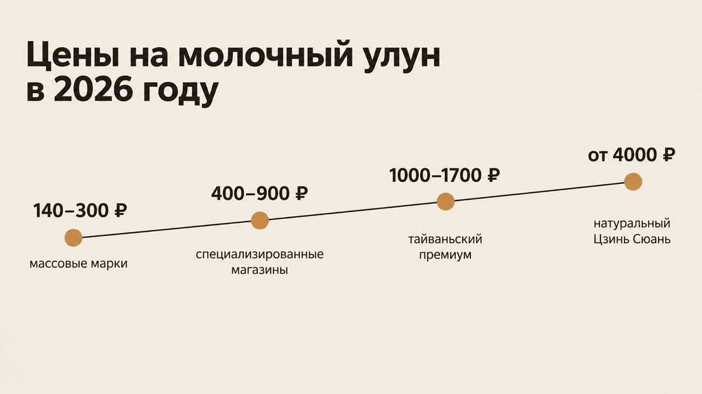 Шкала цен на молочный улун за 100 граммов в 2026 году от массовых марок до натурального тайваньского чая