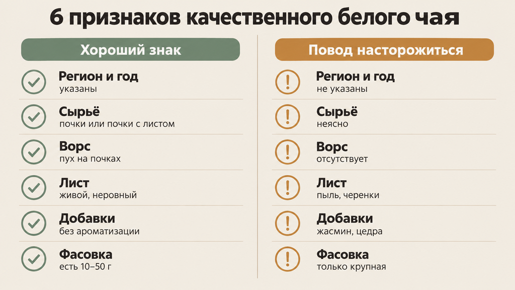 Чек-лист шести признаков качественного белого чая для выбора перед покупкой