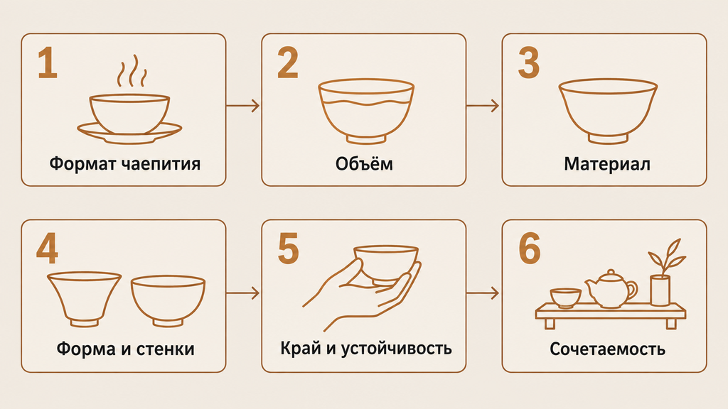 Схема выбора пиалы: шесть пошаговых рекомендаций для вашего чаепития